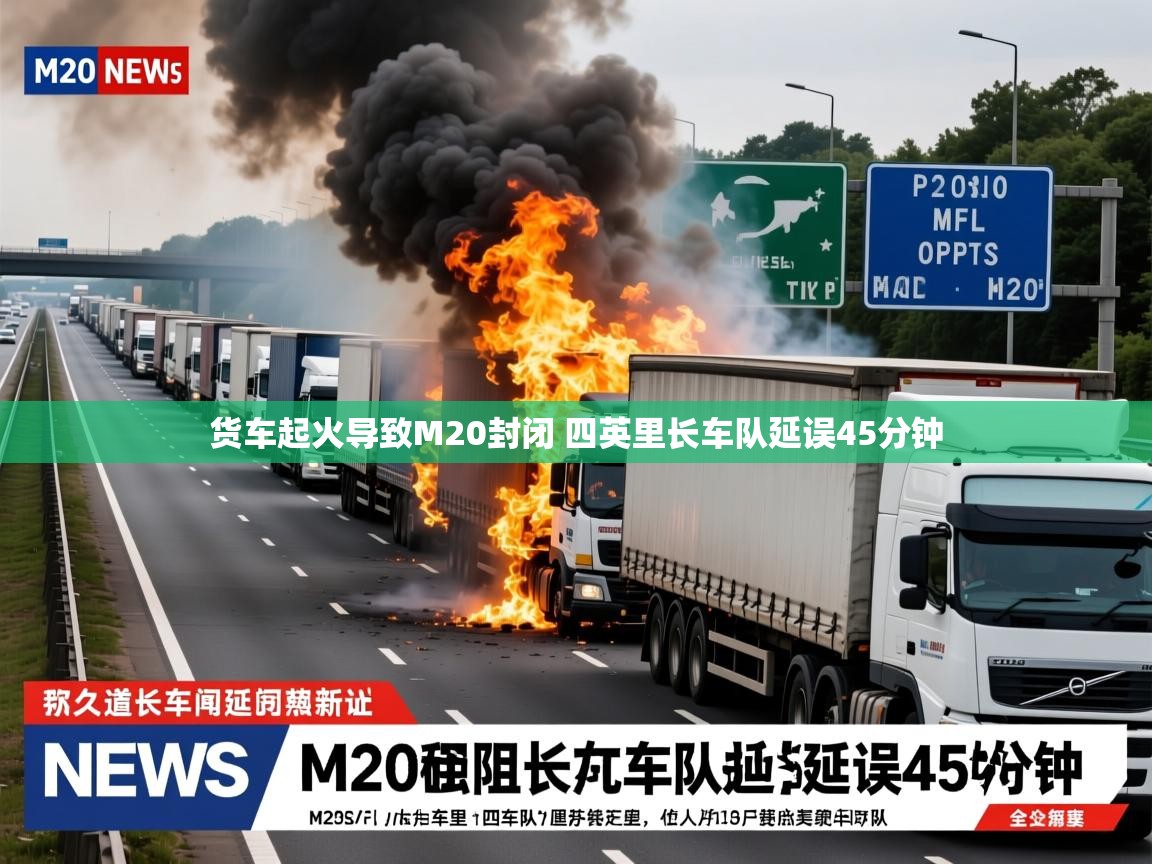 货车起火导致M20封闭 四英里长车队延误45分钟