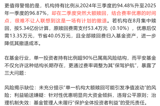 金融圈大瓜！平安基金“赎回优惠”暗藏玄机